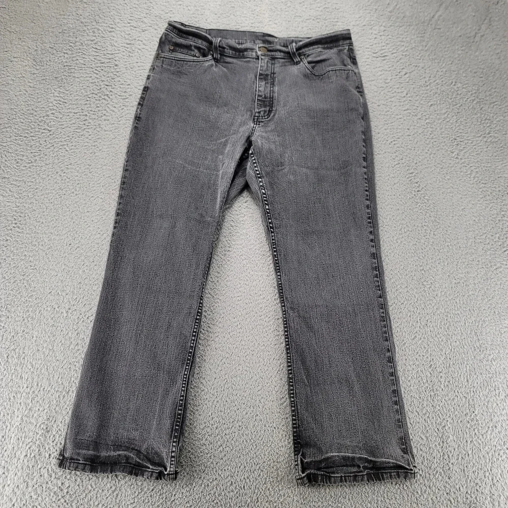 LL Bean Jeans Womens 18 Petite Black Dark Wash‎ Casual Denim Outdoors XK89 Logo